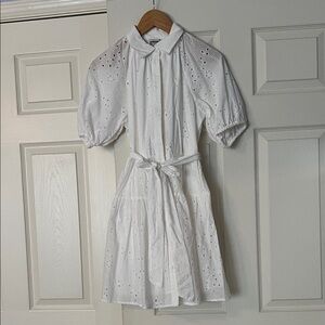 Target  A new day brand new White Eyelet Dress with Puff Sleeves & tie size xs